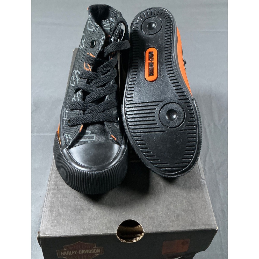 Harley-Davidson Nathan Kids Black Orange Logo High Top Sneakers D61027 Size 11 - Picture 6 of 9